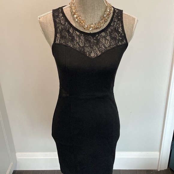 Black Sleeveless Bodycon Lace Dress Medium - Picture 13 of 15